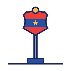 Naklejka premium Stylized police badge icon with a star and a yellow circle on a transparent background