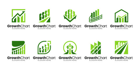 Set of diagram financial growth logo design. Abstract Business statistics chart bar logo template.