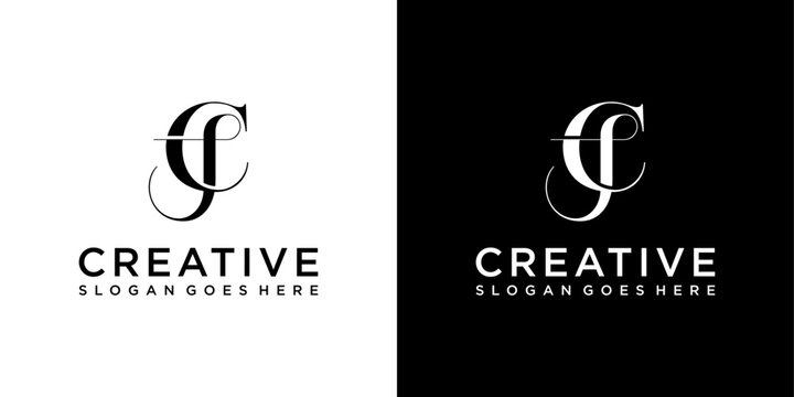 CJ or JC initial letter logo design vector