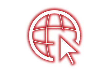 Global Internet Cursor Click Icon for Web Navigation, Online Business and Network