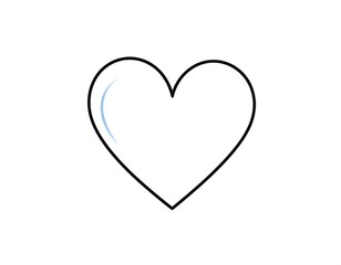 Simple black heart outline with a subtle blue gradient on one side