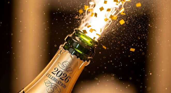 Elegant gold numerals "2026" displayed on a dark background with decorative borders.