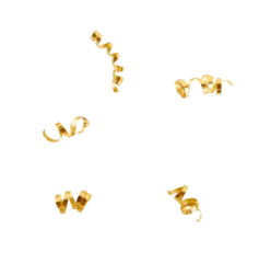Gold confetti streamers frame isolated png cutout object on transparent background. Holiday, New Year Christmas design elements © irenastar