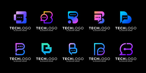 Set of letter B chat talk logo design inspiration. © suneo_99