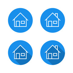 House outline icon with long shadow. Home architecture and real estate building symbol