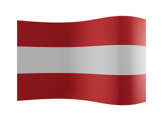A digitally rendered waving flag of Austria isolated on a transparent background 3D rendering