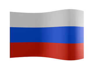 Fototapeta premium A waving Russian flag in tricolor white, blue, and red, isolated on a transparent background 3D rendering