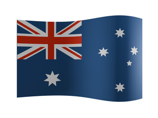 Waving flag of Australia isolated on a transparent background 3D rendering