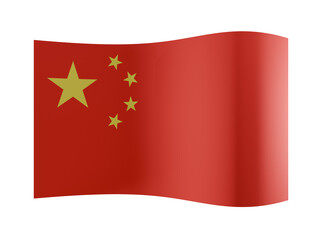 Waving flag of China with stars, isolated on a transparent background 3D rendering