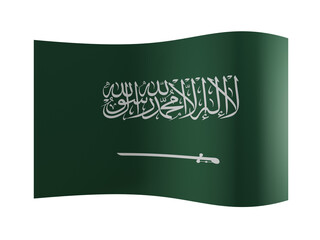 Waving flag of Saudi Arabia with Shahada script, isolated on a transparent background 3D rendering