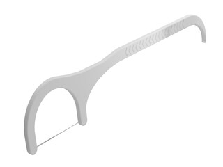White dental floss pick isolated on a transparent background 3D rendering