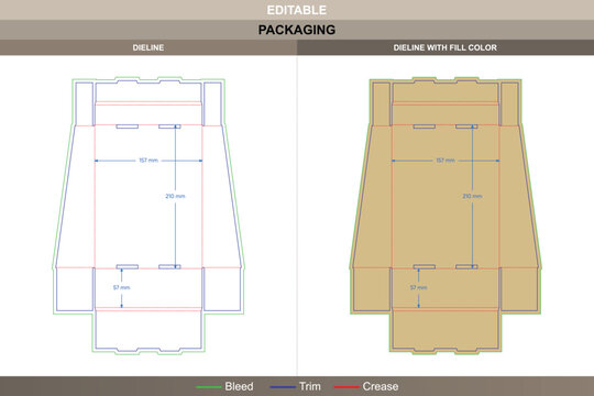 Cardboard display box dieline designed through controlled vector composition maintaining printing uniformity and packaging reliability lock end die line fold ensures closure