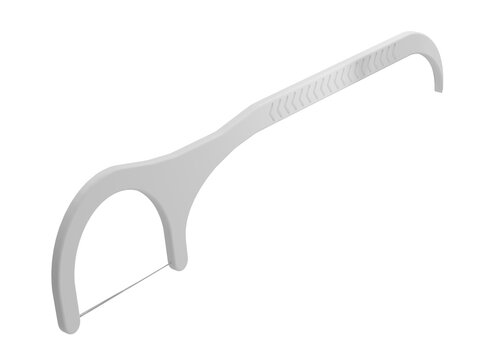 White dental floss pick isolated on a transparent background 3D rendering