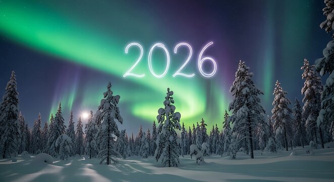 Elegant gold numerals "2026" displayed on a dark background with decorative borders.