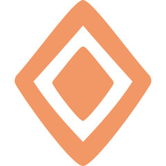 Orange Diamond Shape With White Inner Diamond On Transparent Background Geometric Abstract Element