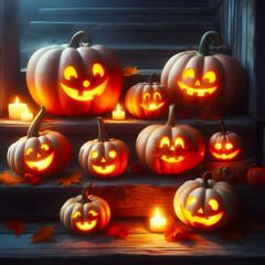 halloween jack o lantern with pumpkins