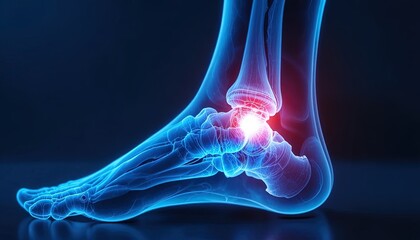 Vibrant ankle xray showing joint inflammation and pain, perfect for medical education, healthcare marketing, and injury awareness campaigns