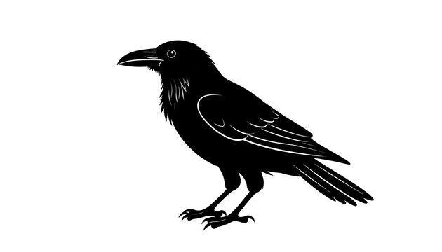 Silhouette illustration of a sleek, black bird on a clean white backdrop - Powered by Adobe