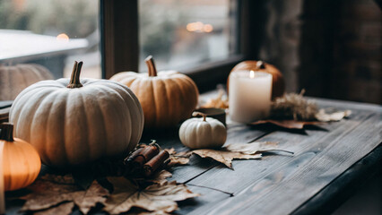 cozy autumn still life on a wooden table