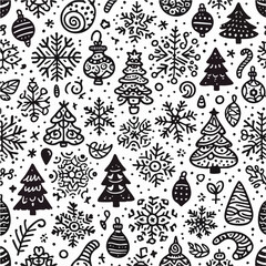 christmas handraw doodle pattern