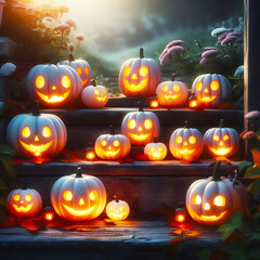 halloween background with pumpkins