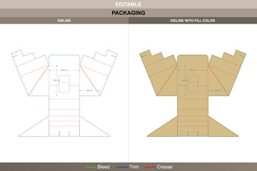 POS display box packaging dieline shaped through refined vector mapping ensuring printing stability and packaging precision triangular die line folds define display structure