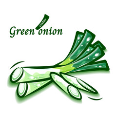 新鮮な長ネギの可愛いポップなイラスト｜カットした長ネギ