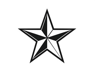 Obraz premium Simple five-pointed star graphic with black and white contrasting sections