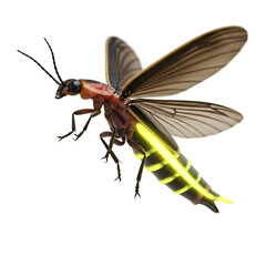 Fototapeta premium Firefly Insect Flying Bioluminescent Bug Night Glow Dark Environment Luminescence Entomological Study Lampyridae Species Animalia Close Up View