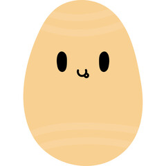 Cute Cartoon Egg Character with Happy Face Simple Isolated Vector Illustration