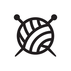 🧶 Black and White Yarn Ball and Crossed Knitting Needles Icon
