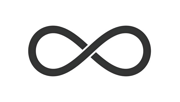 Simple black infinity symbol on a clean white background, minimalist design