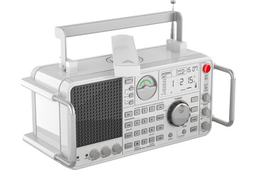 White Desktop Receiver. Portable desktop double-conversion receiver with FM Stereo, transparent background