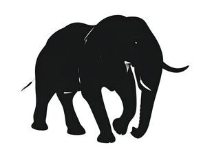Obraz premium Silhouette of an African elephant walking forward