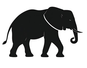 Fototapeta premium Silhouette of a large elephant walking on a white background