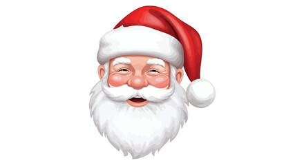 Cheerful santa claus face with a red hat and white beard on a white background