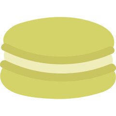Pale Green Macaron Cookie with Cream Filling Isolated on White Background Simple Vector Illustration