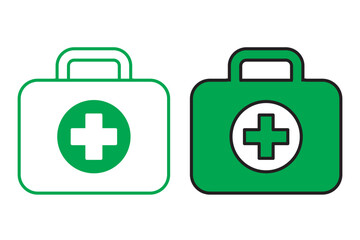 Medical briefcase icon. First aid box icon. Medical bag, icon. First aid icon with first aid kit symbol. 