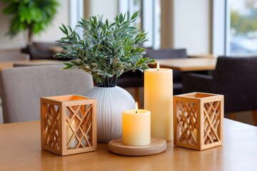 Cozy table decor with candles creating hygge ambiance