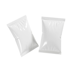 White Foil Snack Packaging Mockup Isolated on Transparent Background.