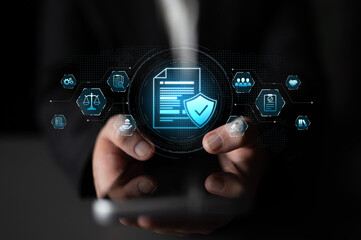 Fototapeta premium Compliance ensures alignment with standards, laws, and policies. A strong compliance system helps enforce regulation, protect organizations, and improve global compliance transparency. Spline