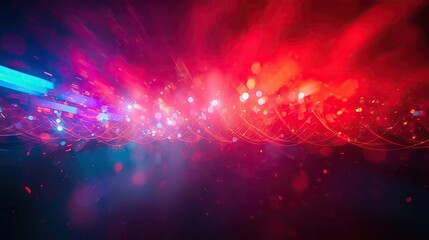 Intense abstract composition showcasing vibrant color gradients, glowing light streaks, and blurred bokeh effects.