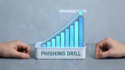 AI cybersecurity threat defense with phishing drill awareness meter rising in digital security training enhancing protection and response - Powered by Adobe