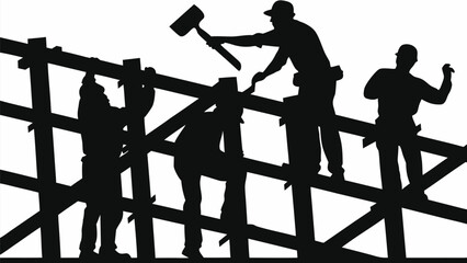 Skilled construction team collaborating on building project, ensuring structural integrity and project success