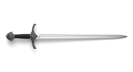 A medieval sword on a white background, representing strength, power, and historical significance
