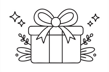 Outline gift box icon for festive, Christmas, and celebration design concepts