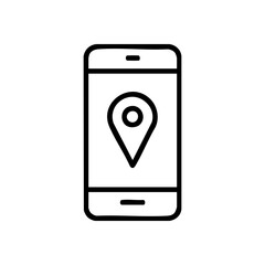 Minimalist icon of a smartphone with a map and download arrow, representing offline navigation.