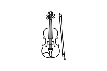 Fototapeta premium Simple line drawing of violin for classical performance and instrumental visuals