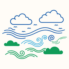 abstract cloud curve background with golden sunrise gradient, warm orange and yellow blending into soft sky blue, elegant fluid motion, modern vector design illustration