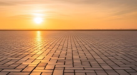 sidewalk block or the pattern of stone block paving. Empty floor in perspective view